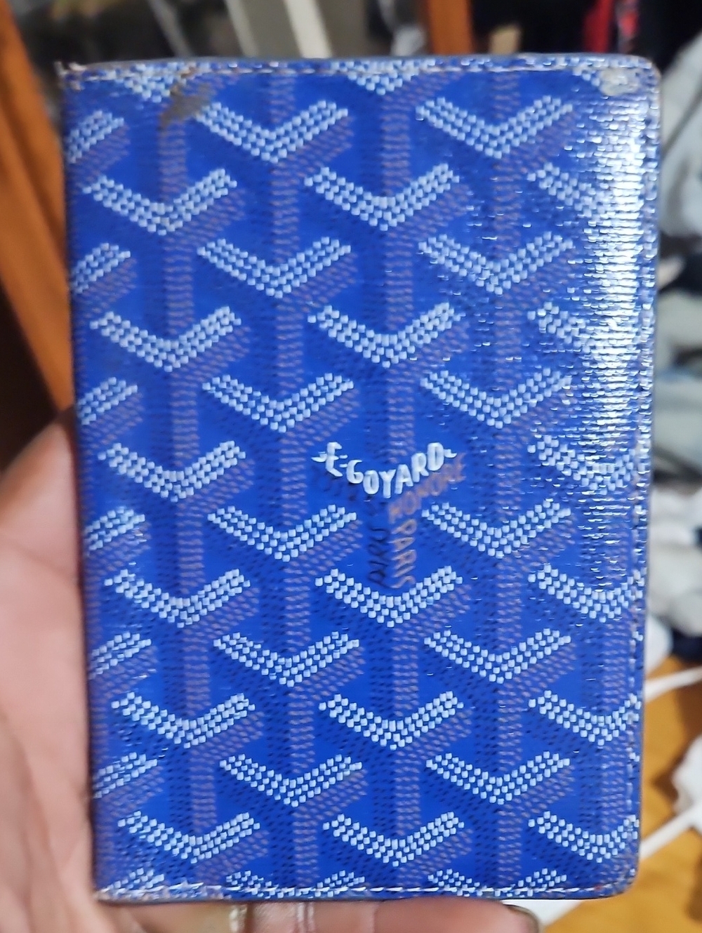 Goyard Royal Blue Chevron Card Holder